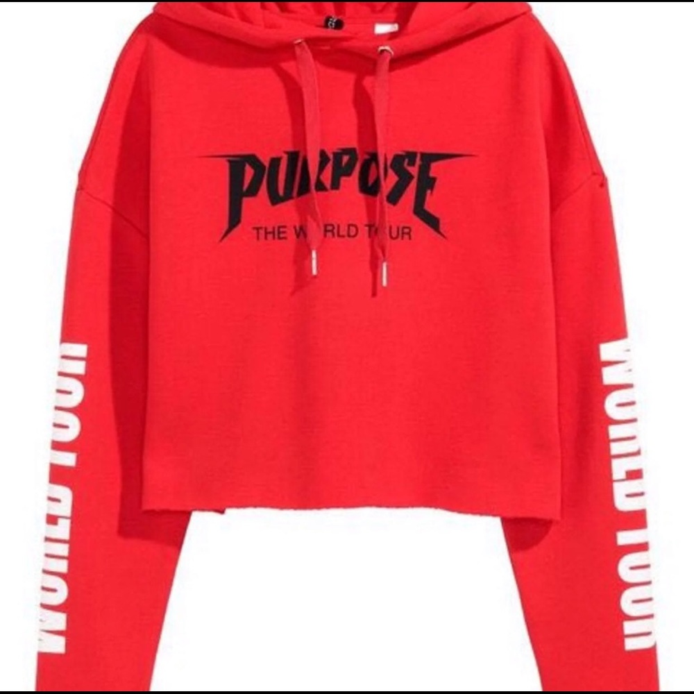 RED PURPOSE TOUR CROPPED HOODIE